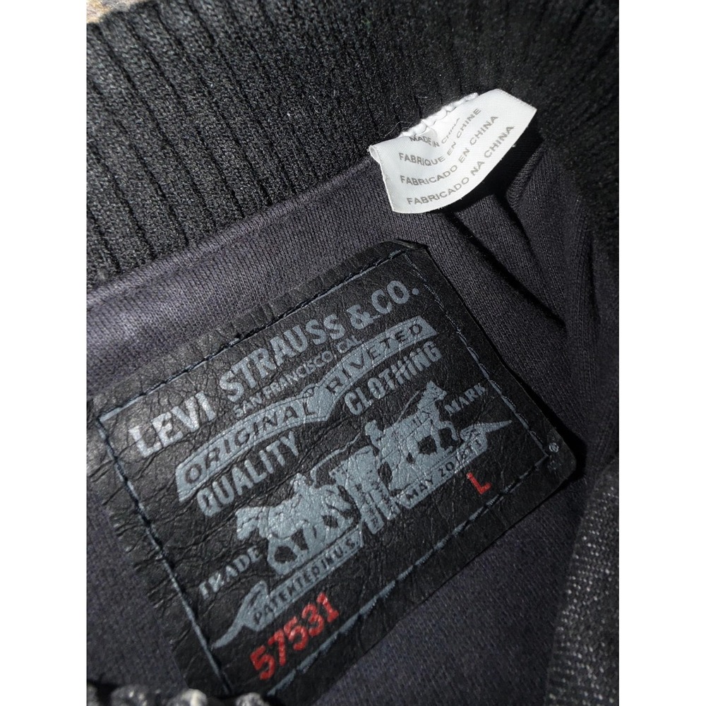 Levi Strauss Co Juniors Denim Trucker Jacket Faded Black White Stitch L 57531 - Picture 5 of 7